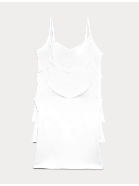 Marks & Spencer Потник с презрамки с висок дял памук, 3 бр. Marks & Spencer бял