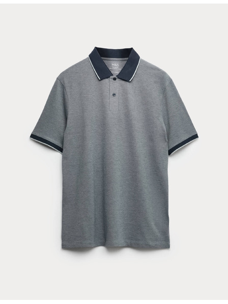 Marks & Spencer Поло Pique с подчертани ръбове The Ultimate Marks & Spencer морско синя