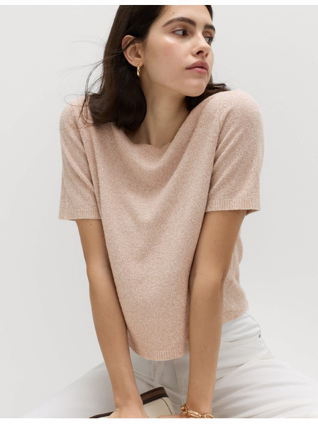 Marks & Spencer Плетена върхна част с тесен крой букле, с висок процент памук Marks & Spencer кремава
