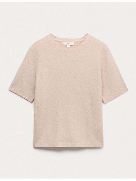 Marks & Spencer Плетена върхна част с тесен крой букле, с висок процент памук Marks & Spencer кремава