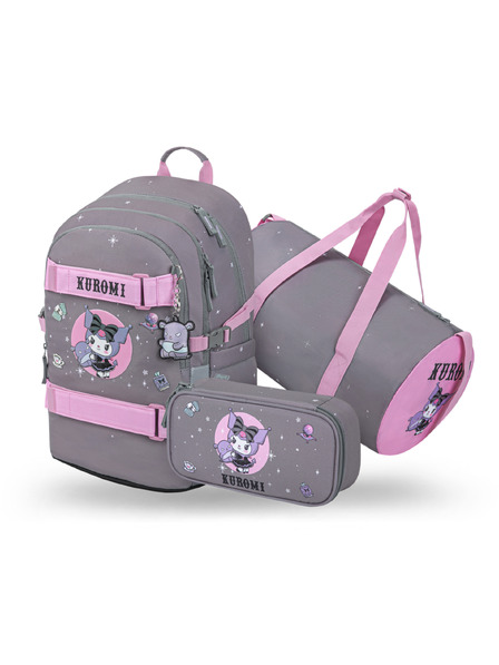 BAAGL  BAAGL КОМПЛЕКТ 3 Skate Kuromi Grey: раница, пенал, спортна чанта GRS