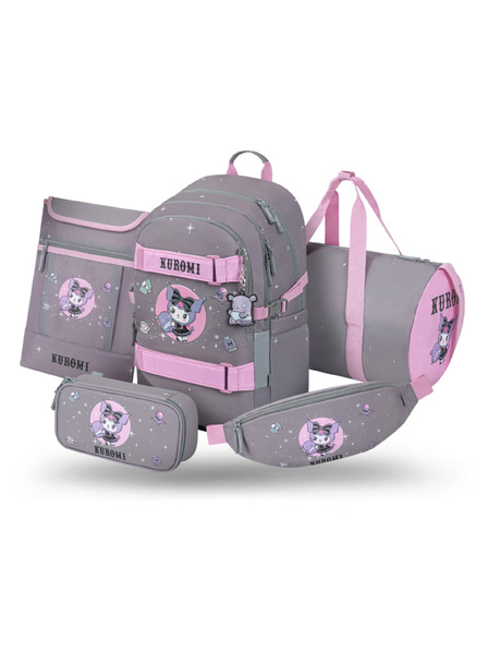 BAAGL  BAAGL КОМПЛЕКТ 5 Skate Kuromi Grey: раница, пенал, спортна чанта, чанта през рамо, калъф за лаптоп GRS
