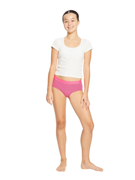 Modibodi Момичешки менструални бикини Modibodi Teen Hipster Boyleg Moderate Watermelon Pink Sorbet