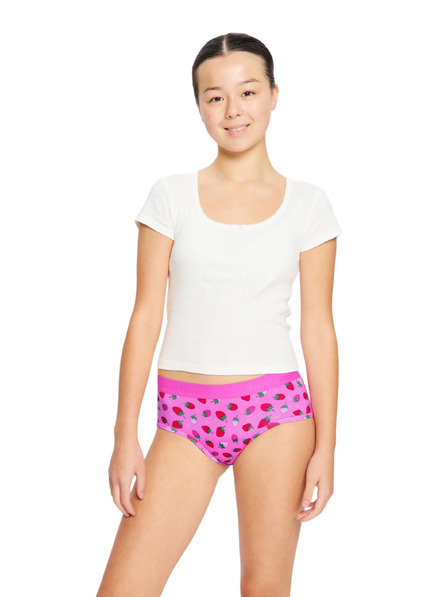 Modibodi Момичешки менструални бикини Modibodi Teen Hipster Boyleg Moderate Strawberry Sorbet Pink