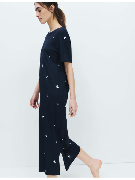 Marks & Spencer Нощна риза от памук и модал с принт Marks & Spencer морско синьо