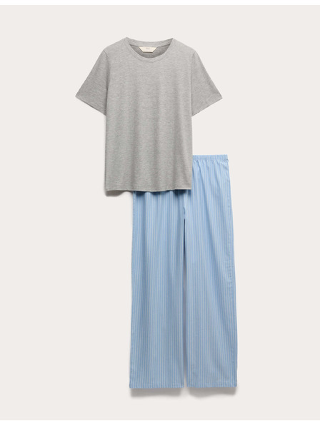 Marks & Spencer Пижамен комплект от чист памук Marks & Spencer сив