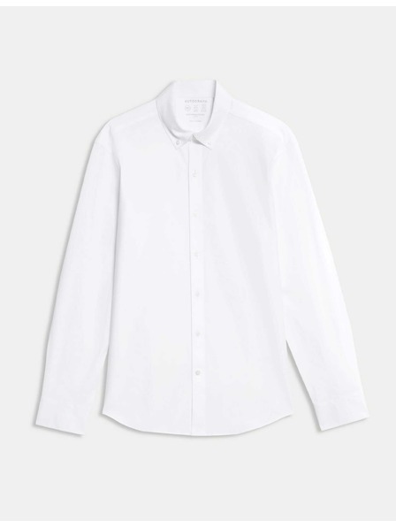 Marks & Spencer Риза със тесен кройка, от памучна смес с небръщива обработка Marks & Spencer бяла