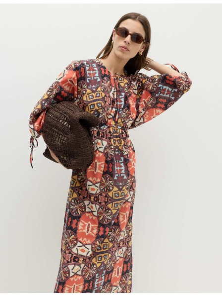 Marks & Spencer Кафтанска макси рокля с принт и подчертан пояс, от чист памук Marks & Spencer многоцветна