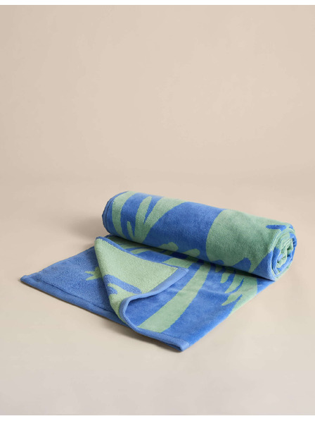 Marks & Spencer Плажна кърпа от чиста памук с мотив палма Marks & Spencer синя