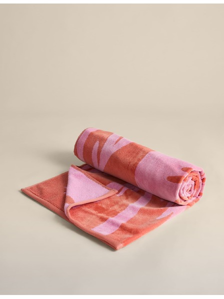 Marks & Spencer Плажна кърпа от чиста памук с мотив палма Marks & Spencer розова