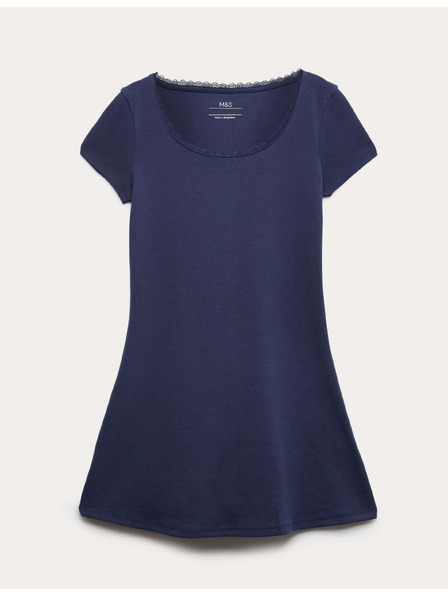Marks & Spencer Рокля с дантелен кант и висок процент памук (6–16 години) Marks & Spencer морска синя