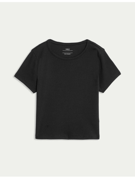 Marks & Spencer Рибана тениска с висок процент памук (2–16 години) Marks & Spencer черна