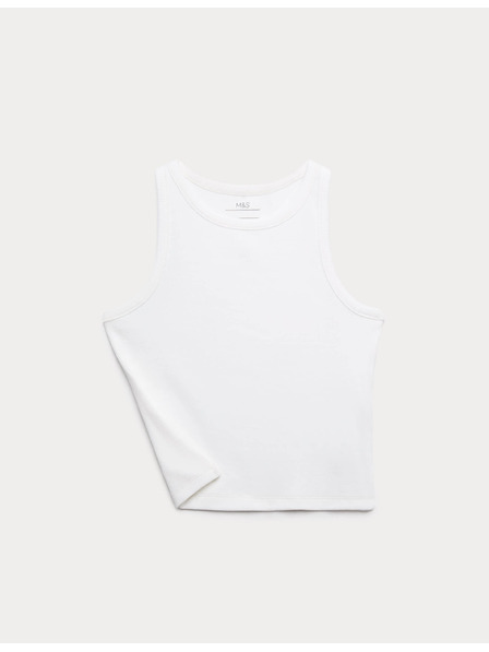 Marks & Spencer Топ без ръкави с висок процент памук (6–16 години) Marks & Spencer бял
