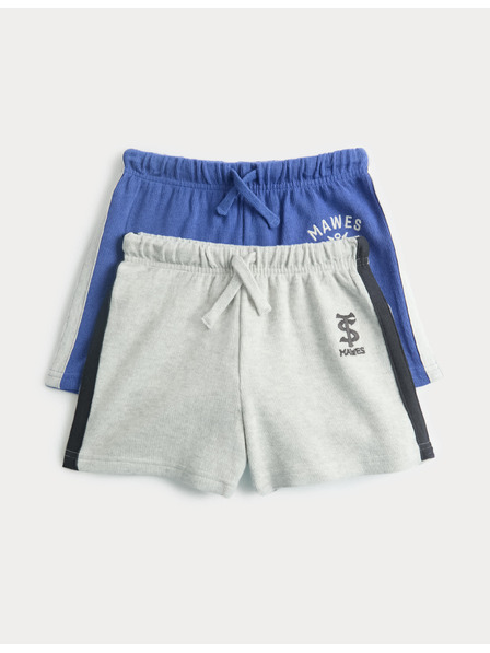 Marks & Spencer Комплект 2 бр. пижамни шорти със висок процент памук (1–16 години) Marks & Spencer синя