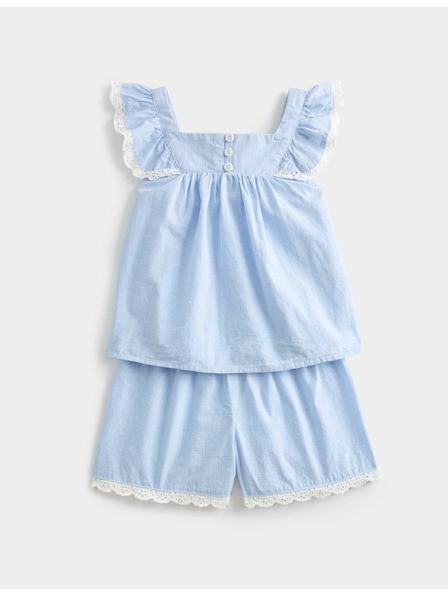 Marks & Spencer Къса детска раирана пижама със сини ивици от чист памук (1–8 години) Marks & Spencer синя
