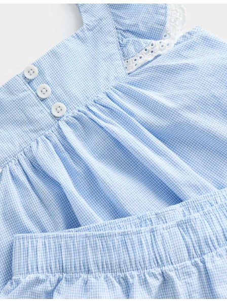 Marks & Spencer Къса детска раирана пижама със сини ивици от чист памук (1–8 години) Marks & Spencer синя