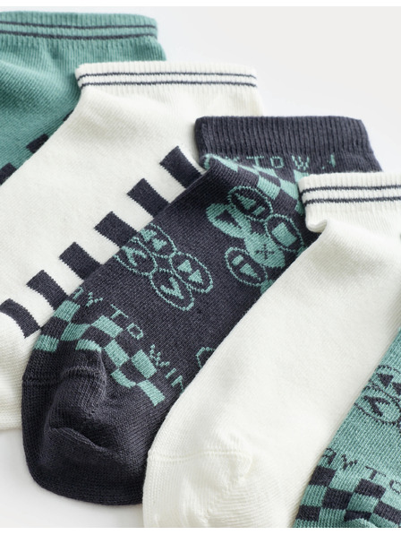 Marks & Spencer Къси чорапи Trainer Liners™ Gaming, 5 чифта в опаковка (6 малко – 7 голямо) Marks & Spencer зелено