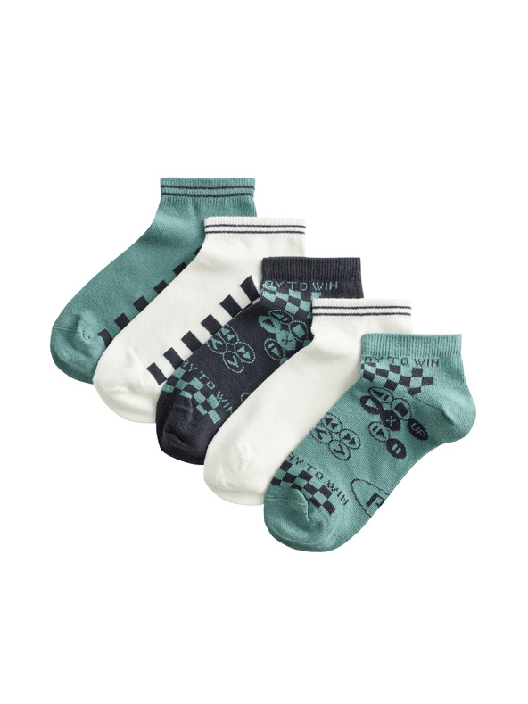 Marks & Spencer Къси чорапи Trainer Liners™ Gaming, 5 чифта в опаковка (6 малко – 7 голямо) Marks & Spencer зелено