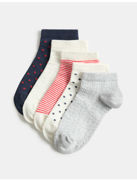 Marks & Spencer Райрани къси чорапи Trainer Liners™ с високо съдържание на памук, комплект 5 чифта Marks & Spencer синьо