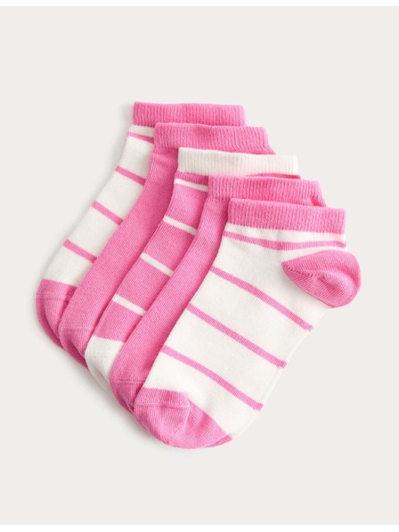 Marks & Spencer Къси чорапи Trainer Liners™ с ивици и високо съдържание на памук, 5 чифта в опаковка (6 малко – 7 голямо) Marks & Spencer синьо