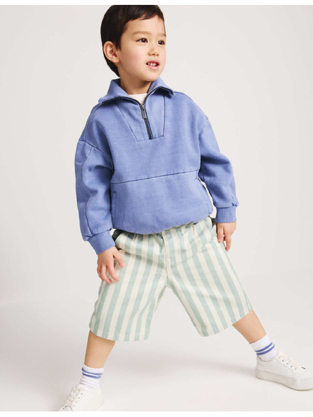 Marks & Spencer Дънков райран къс панталон от чиста памук (2–8 години) Marks & Spencer синьо