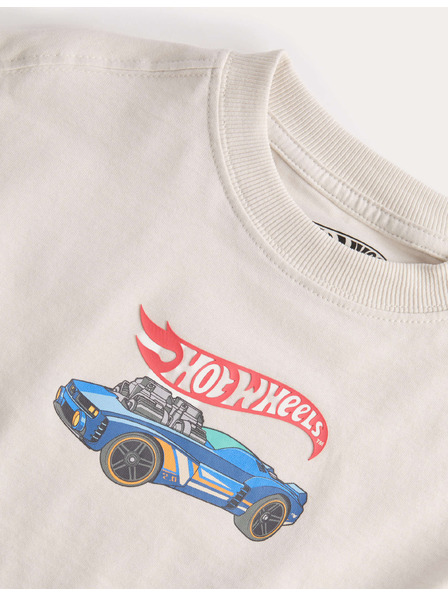 Marks & Spencer Тениска от чист памук с мотив Hot Wheels (2–8 години) Marks & Spencer крем
