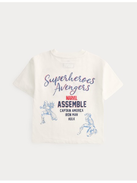 Marks & Spencer Тениска от чист памук с мотив Marvel™ Avengers™ (2–8 години) Marks & Spencer крем