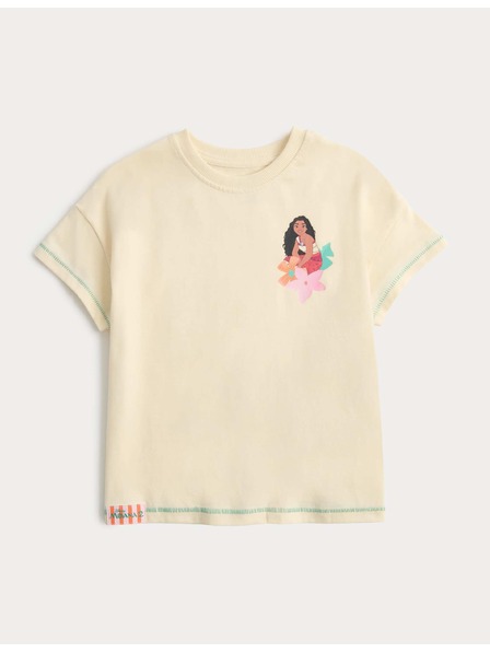 Marks & Spencer Тениска с мотив Moana™ от чист памук (2–8 години) Marks & Spencer крем