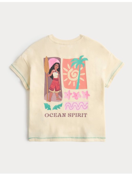 Marks & Spencer Тениска с мотив Moana™ от чист памук (2–8 години) Marks & Spencer крем
