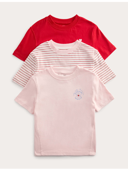 Marks & Spencer Топове от 100% памук с мотив на плажа, 3 бр. в пакет (2–8 години) Marks & Spencer розова