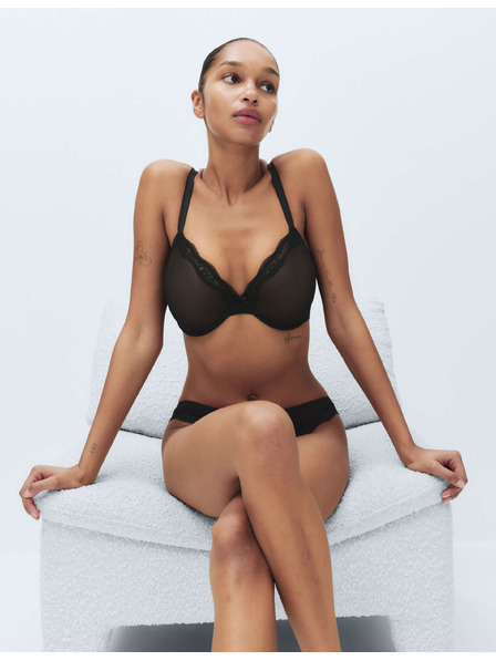 Marks & Spencer Дантелена прозрачна сутиен Jasmine, пълна чашка, с костици (F–H) Marks & Spencer черна