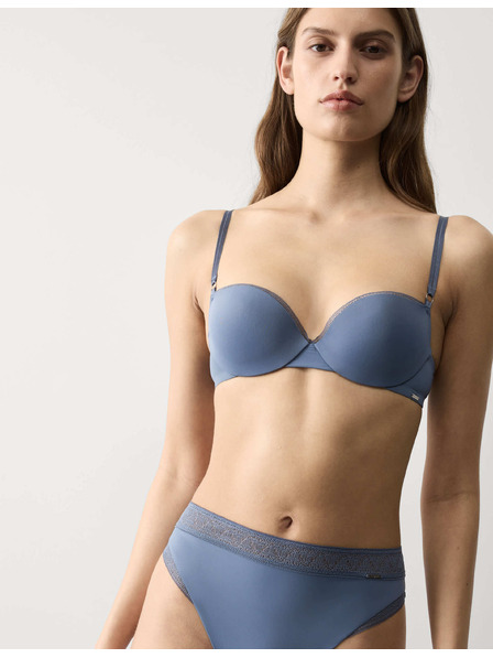 Marks & Spencer Балконен push-up сутиен Boston от микрофибър с костици Marks & Spencer син
