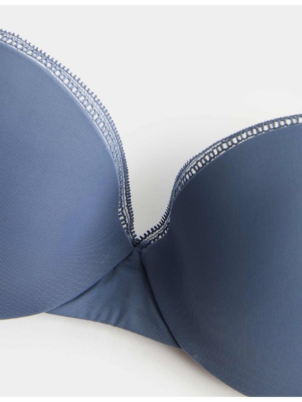 Marks & Spencer Балконен push-up сутиен Boston от микрофибър с костици Marks & Spencer син