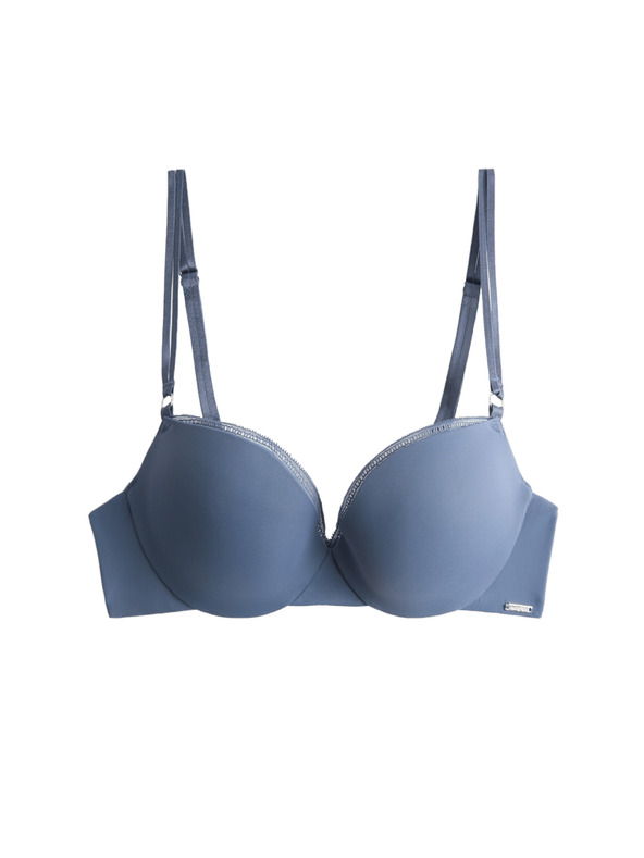 Marks & Spencer Балконен push-up сутиен Boston от микрофибър с костици Marks & Spencer син