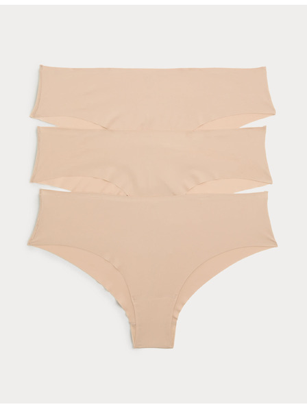 Marks & Spencer Комплект 3 бр. танга с ниска талия Body Invisibles™ без VPL Marks & Spencer бежова