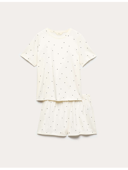 Marks & Spencer Кратък комплект с високо съдържание на памук и печат Marks & Spencer крем