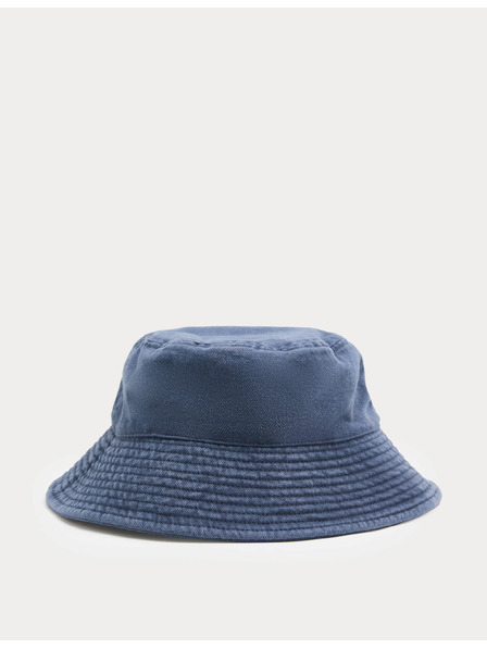 Marks & Spencer Шапка тип bucket от чистo памук Marks & Spencer синя