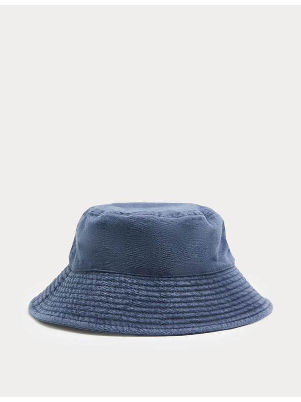 Marks & Spencer Шапка тип bucket от чистo памук Marks & Spencer синя