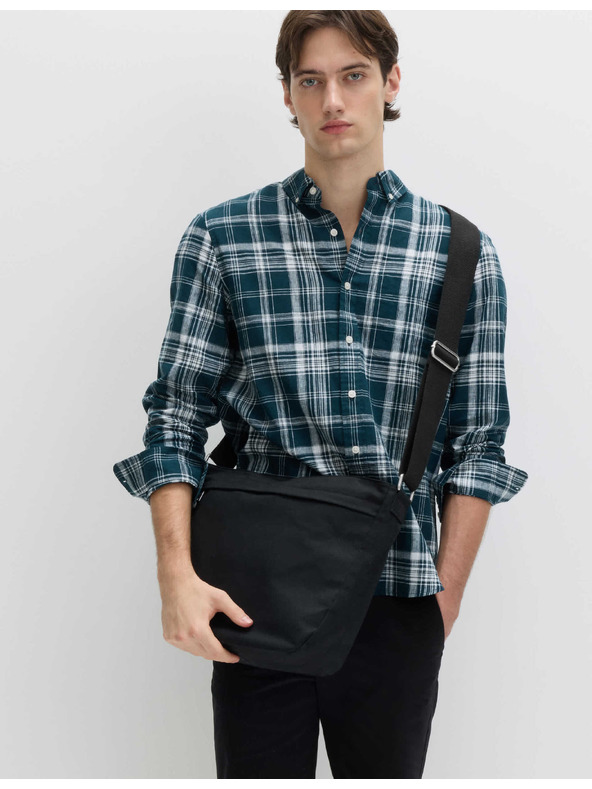 Marks & Spencer Карирана риза от смес лен и памук Marks & Spencer синя