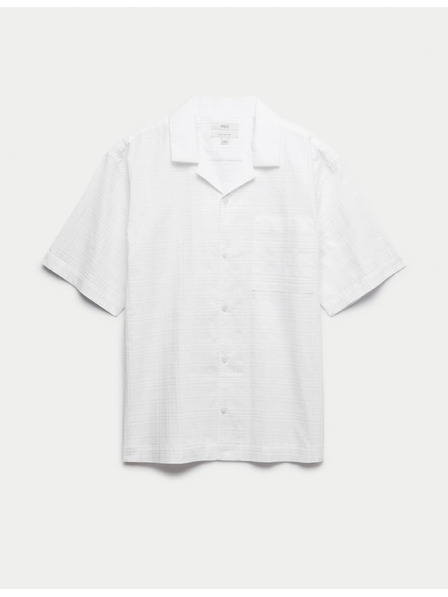 Marks & Spencer Ризи класическа кройка с къс ръкав, от чист памук Marks & Spencer бял
