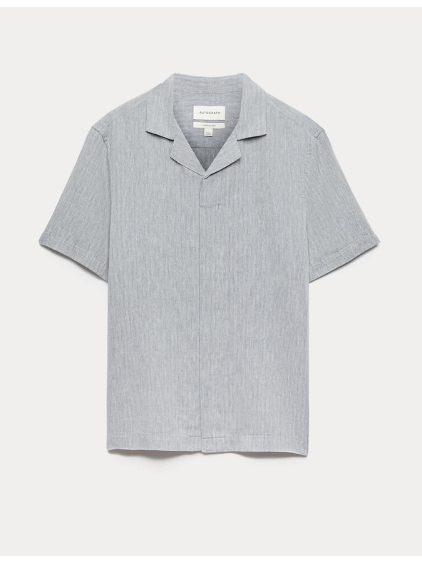 Marks & Spencer Ризи от лнена смес с къс ръкав Marks & Spencer син