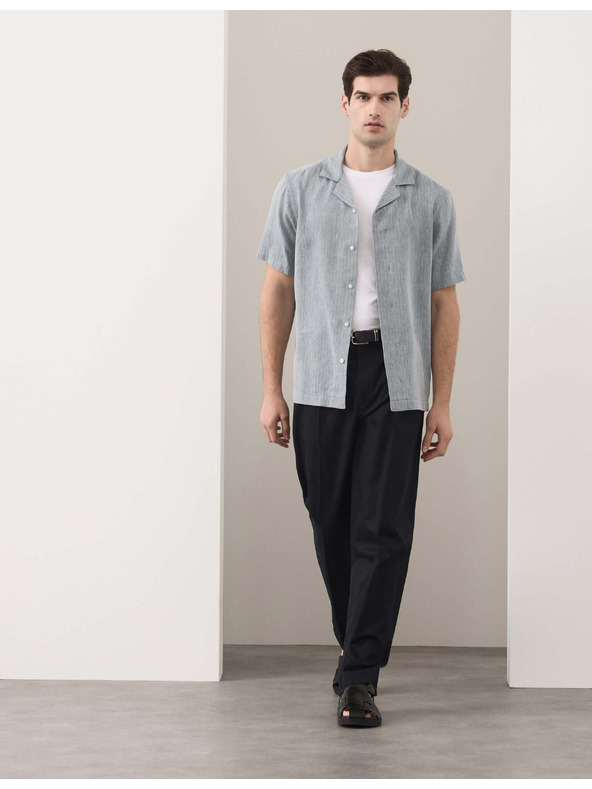 Marks & Spencer Ризи от лнена смес с къс ръкав Marks & Spencer син