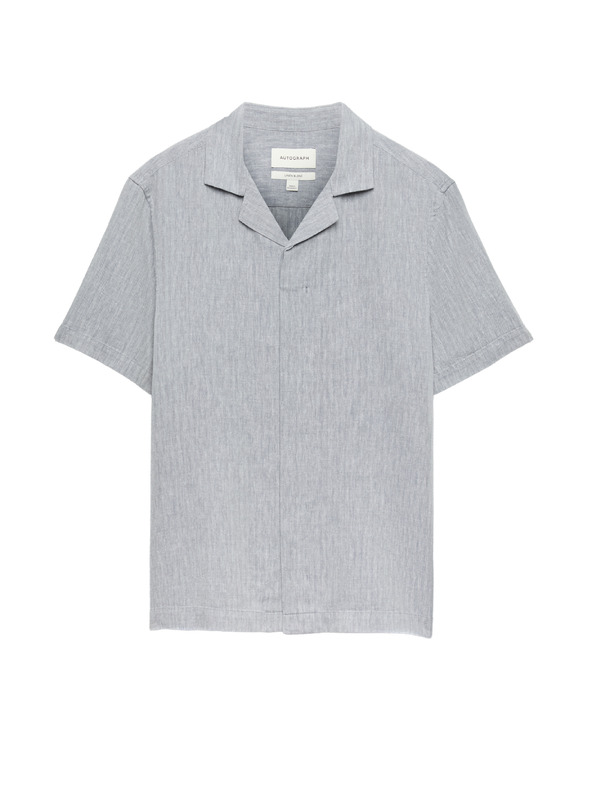 Marks & Spencer Ризи от лнена смес с къс ръкав Marks & Spencer син