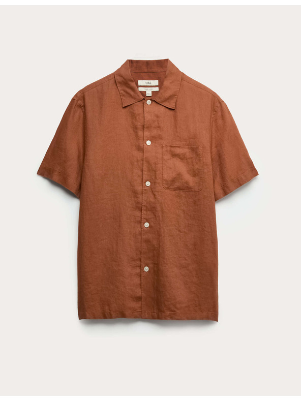 Marks & Spencer Риза от чист лен Marks & Spencer кафява