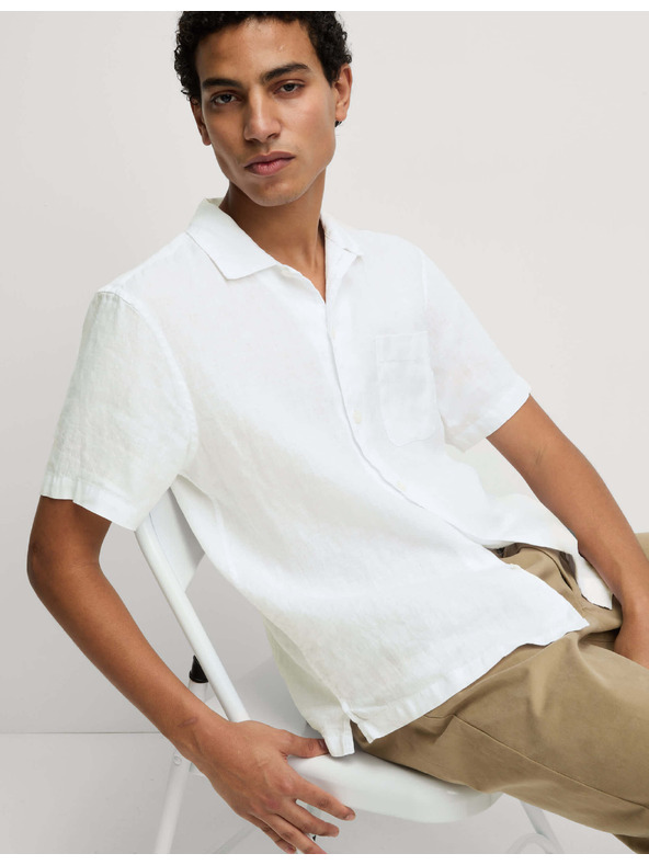 Marks & Spencer Риза от чист лен Marks & Spencer бяла