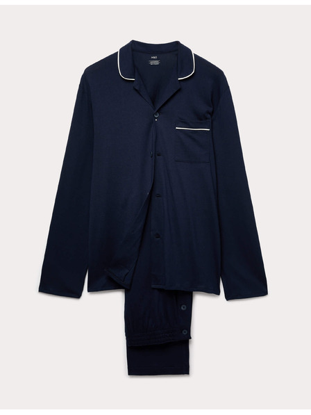 Marks & Spencer Пижамен комплект от памук и модал Marks & Spencer военноморски син
