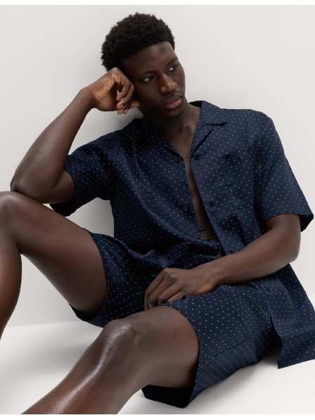 Marks & Spencer Пижама на точки от чист памук Marks & Spencer тъмносиня