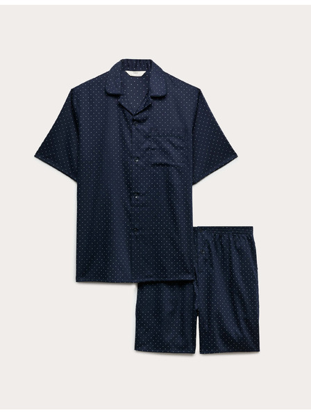 Marks & Spencer Пижама на точки от чист памук Marks & Spencer тъмносиня