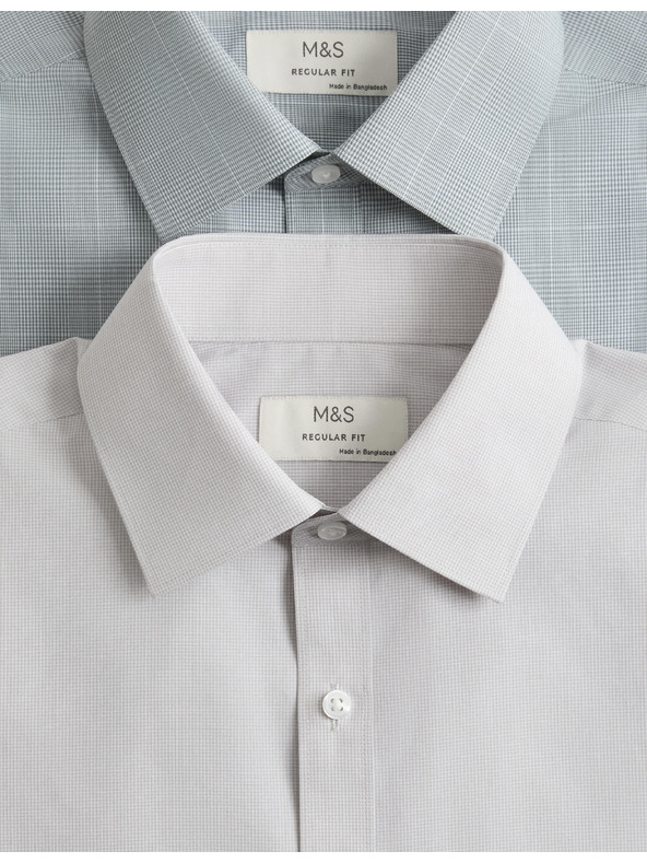 Marks & Spencer Карирани ризи с нормален силует, лесни за гладене, 2 бр. Marks & Spencer зелена