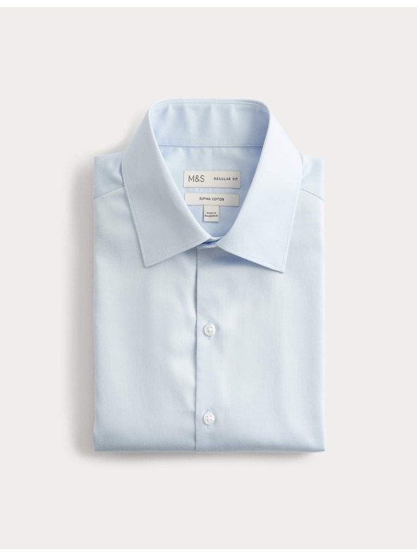 Marks & Spencer Тениска обичайн крой от чисто памук Marks & Spencer синьо